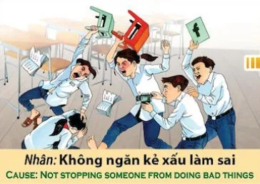 Tranh nhân quả, Nhân Không ngăn kẻ xấu làm sai